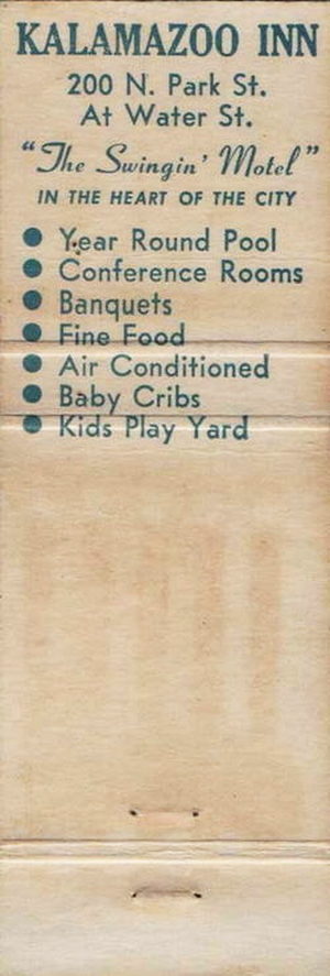 Kalamazoo Inn (Valley Inn Motel) - Matchbook